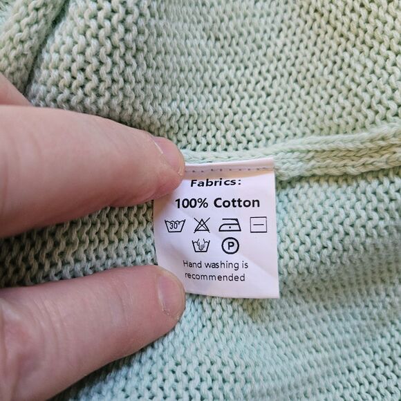 PEARLS & CAMO Jupiter Sweater Green L Knit Coastal Beachy Pullover Casual Top - Picture 6 of 6